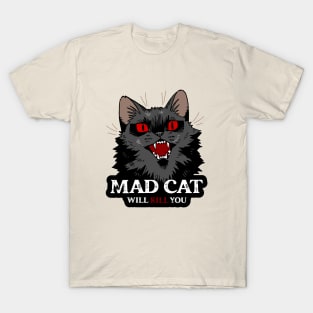 Mad cat with red eyes T-Shirt